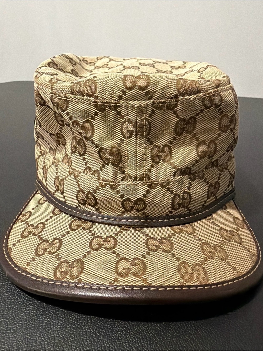 Gucci GG Canvas Military Hat -XL- Authenticated